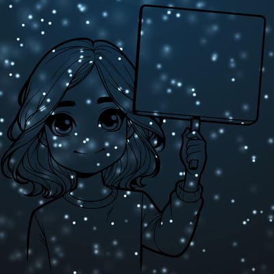 realistic girl holding up a sign