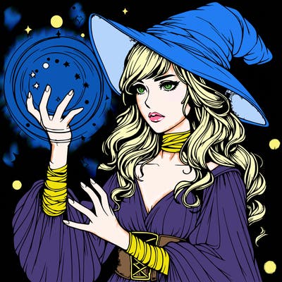 realistic women sorcerer using magic