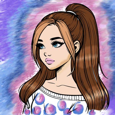 realistic girl with a high ponytail