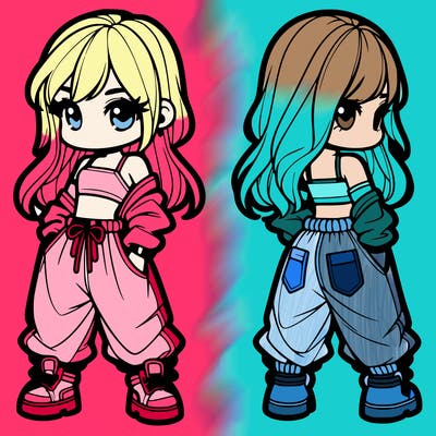 girl in crop top and baggy pants