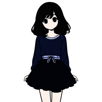 realistic girl with a skirt on