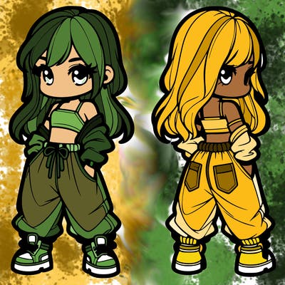 girl in crop top and baggy pants