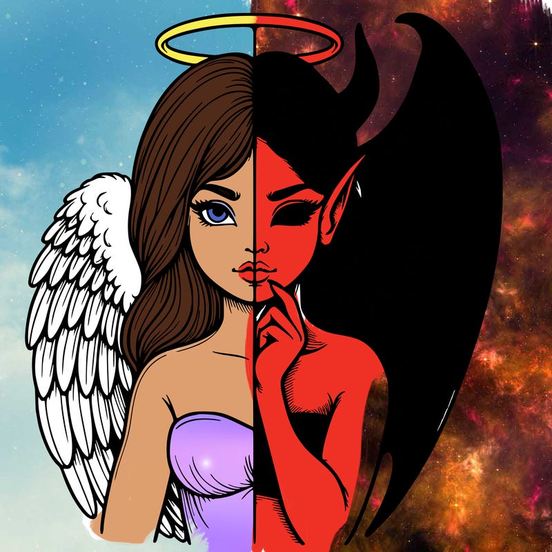 realistic angel half demon