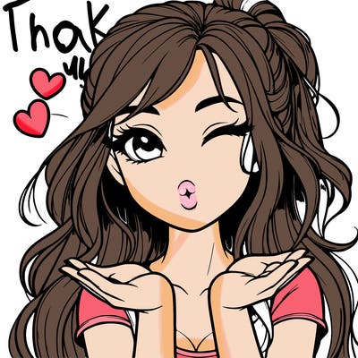 realistic girl winking and blowing a kiss while making heart hands