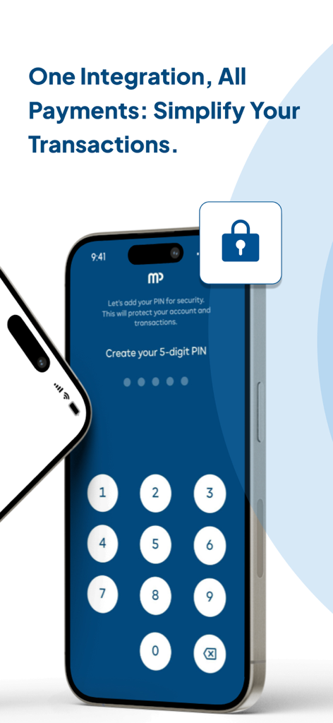 Mobipaid - Mobipaid app security pin creation screen with numeric keypad and lock icon