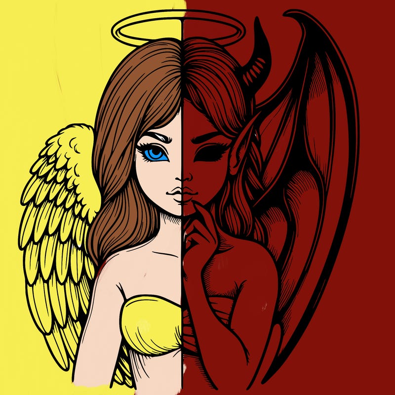 realistic angel half demon