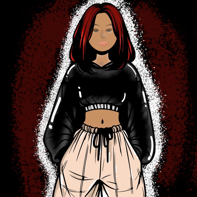 realistic girl faceless with baggy pants and a crop top