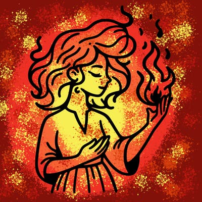 woman with fire