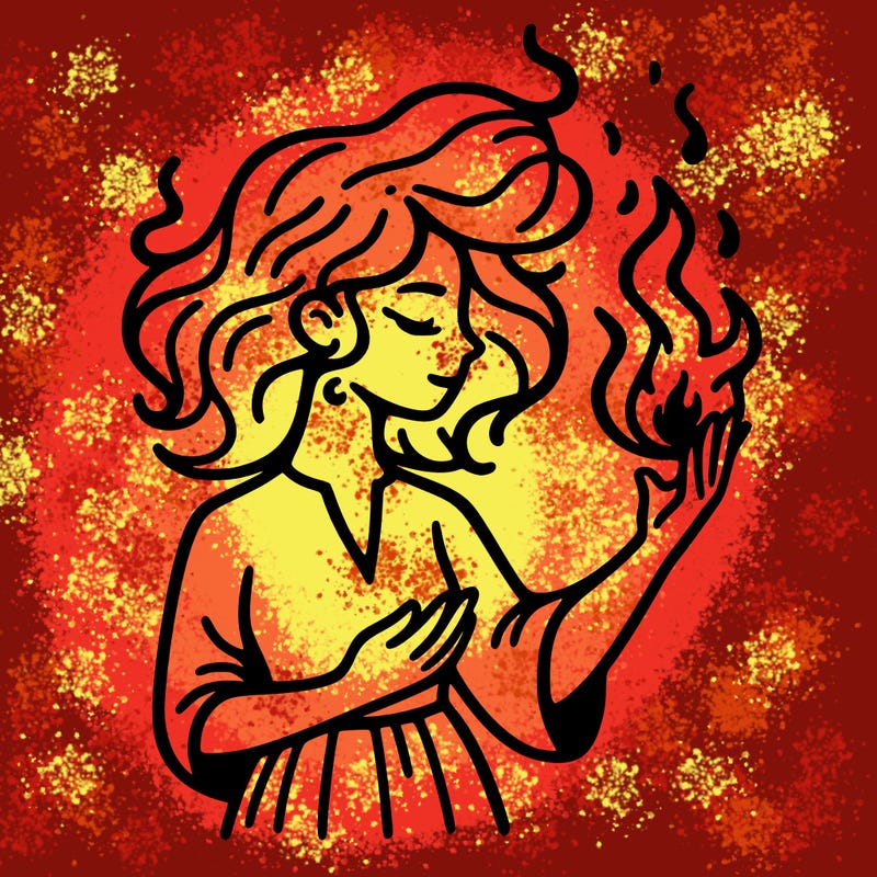 woman with fire