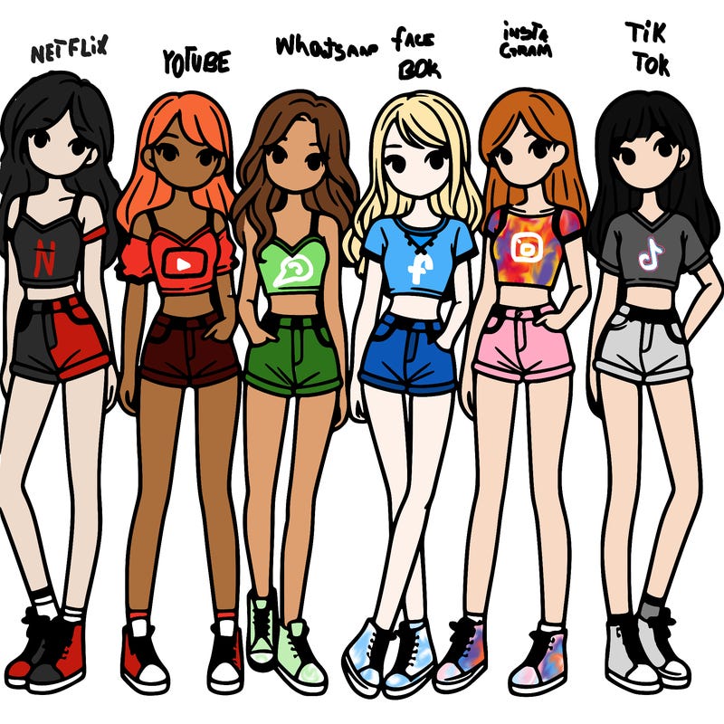 a group of girls wearing crop tops and shorts