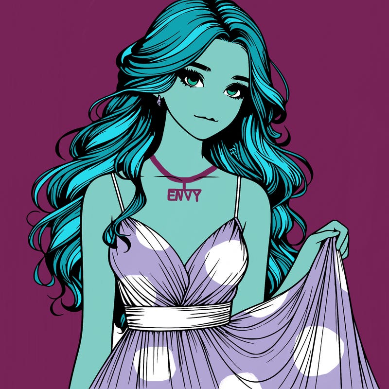 realistic girl in flowy silky prom dress