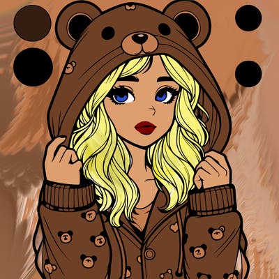 realistic girl in a animal pjs hoodie