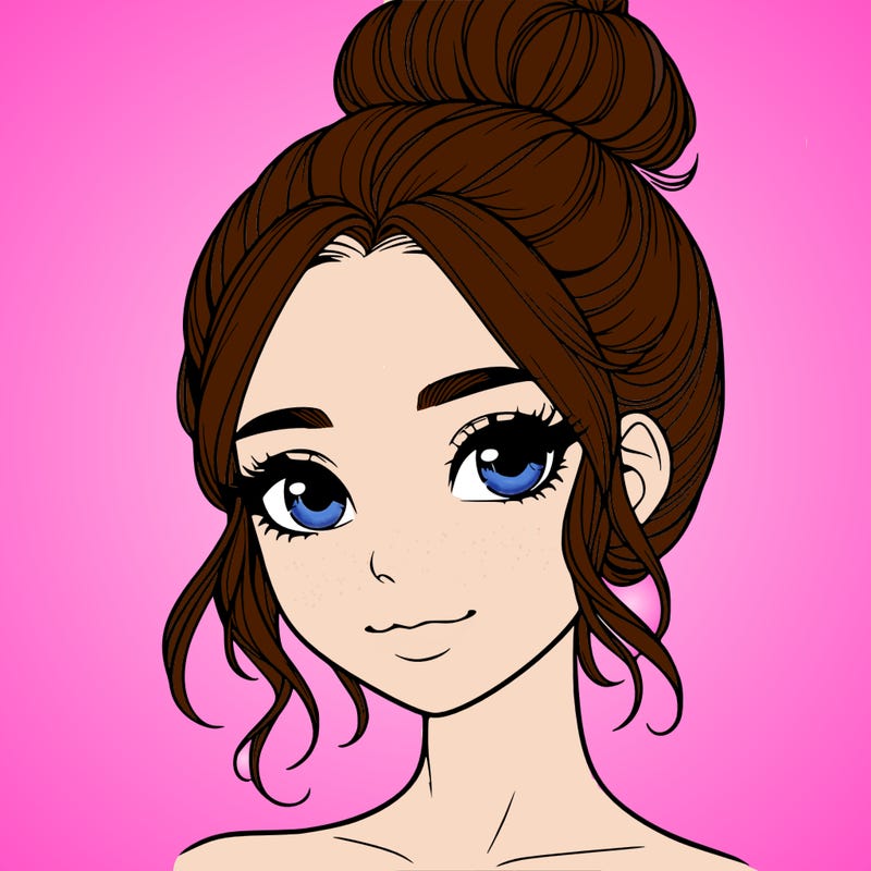realistic pretty girl with hair in bun