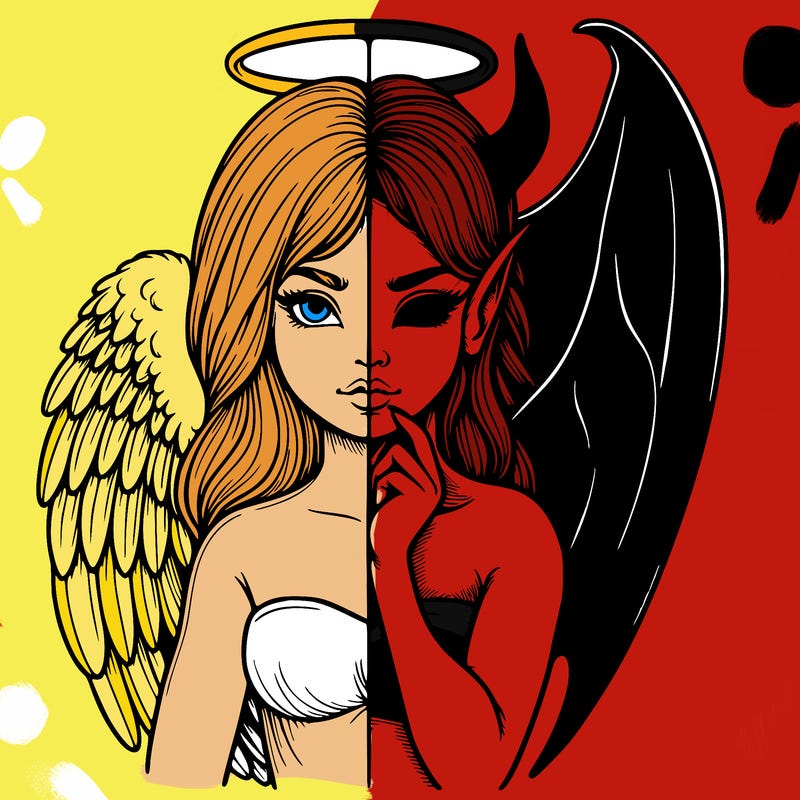 realistic angel half demon