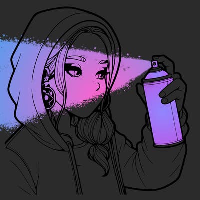 a realistic girl, spray painting