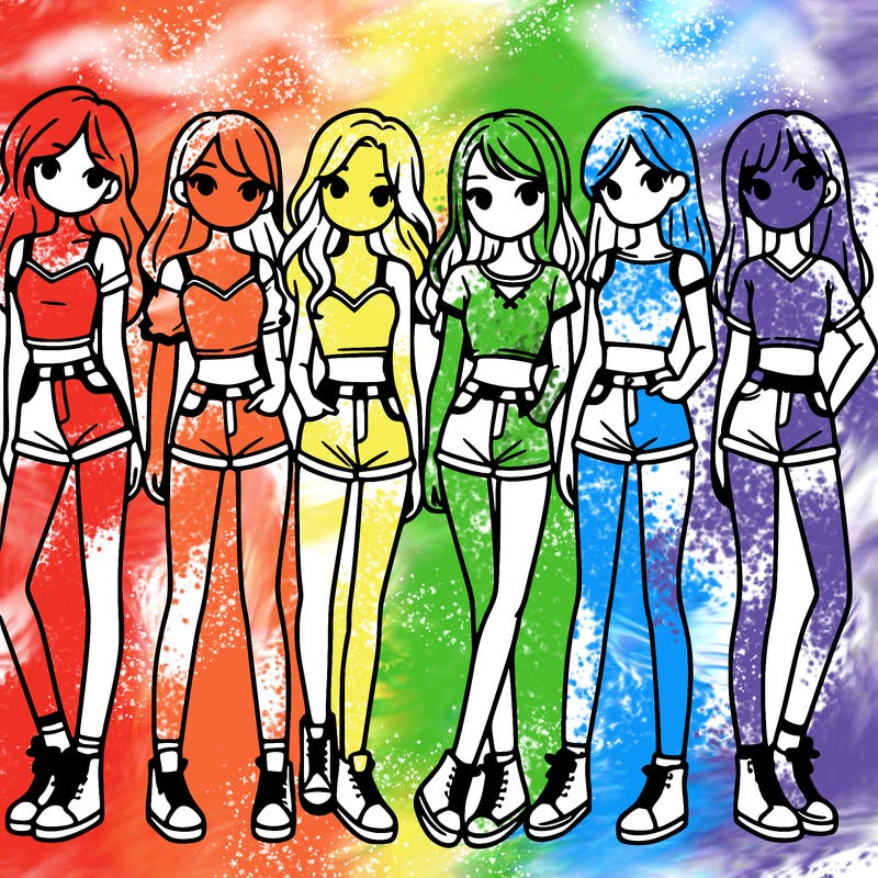 a group of girls wearing crop tops and shorts