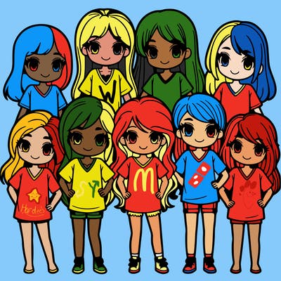 group of girls with blank shirts