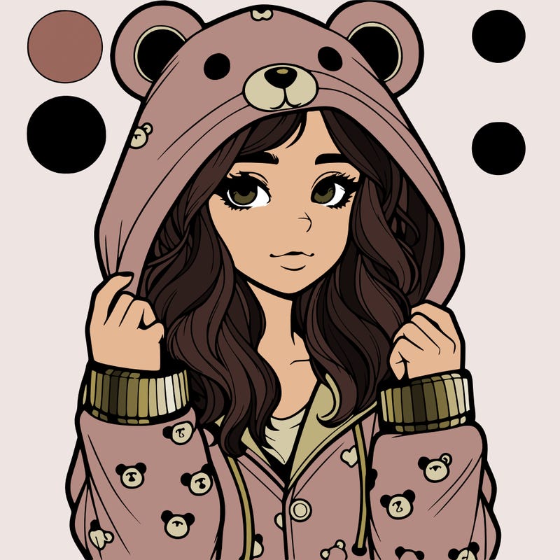 realistic girl in a animal pjs hoodie