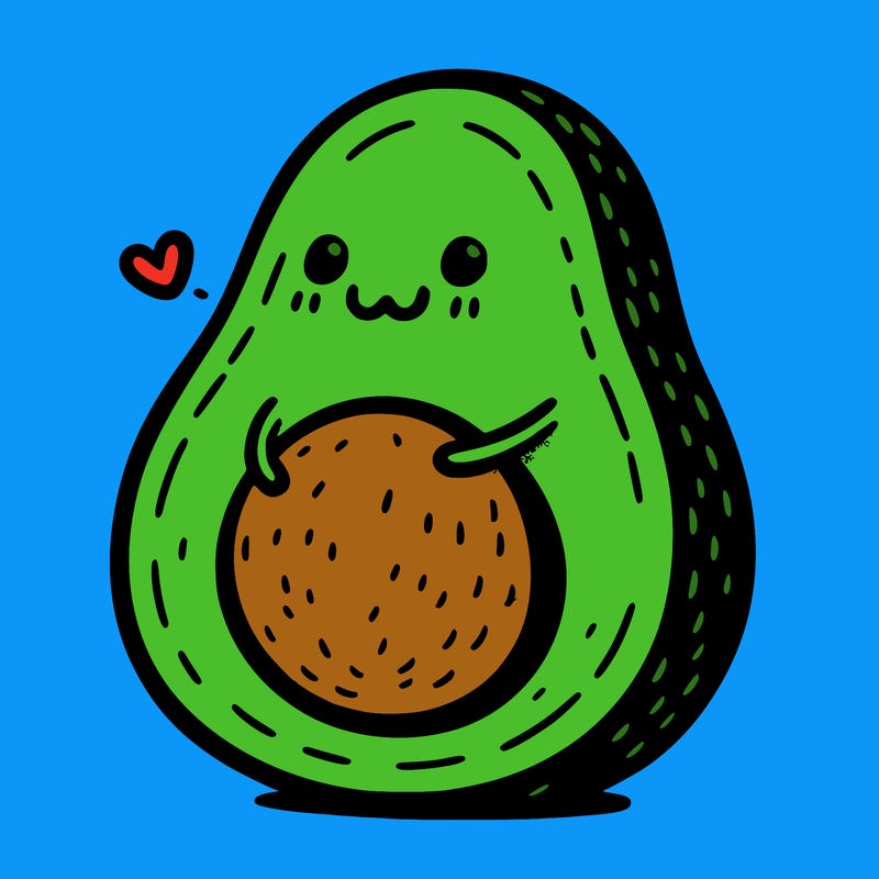 an avocado hugging an avocado