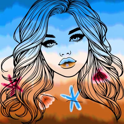 realistic girl with hair and lips