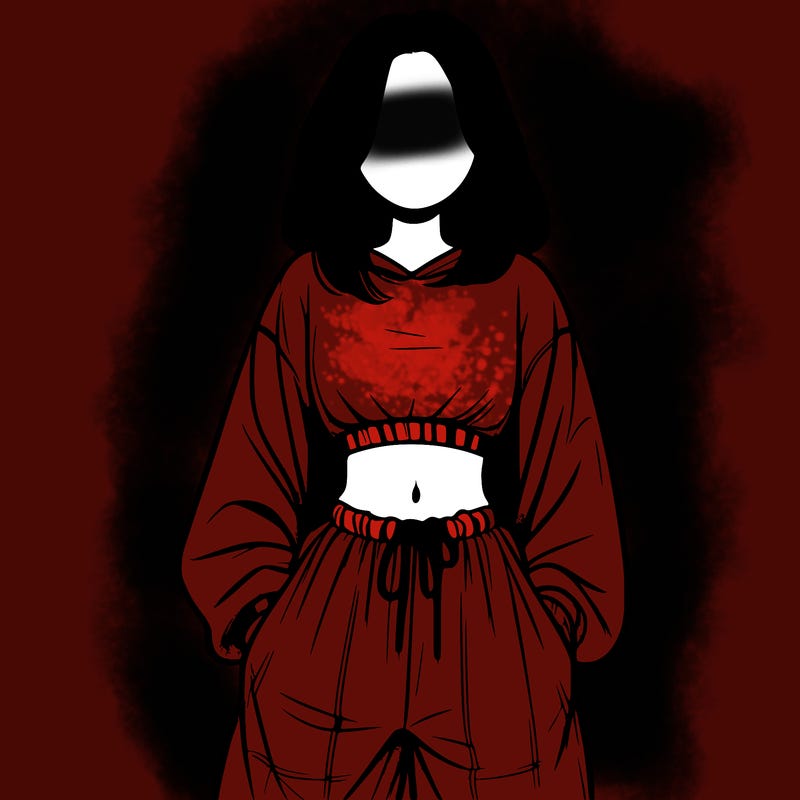 realistic girl faceless with baggy pants and a crop top