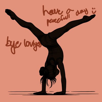 realistic gymnastic hand stand girl in four splits