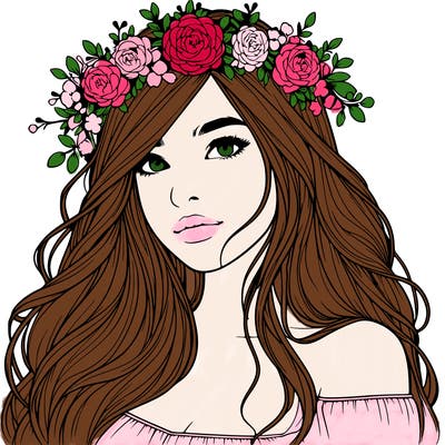 realistic girl with flower crown