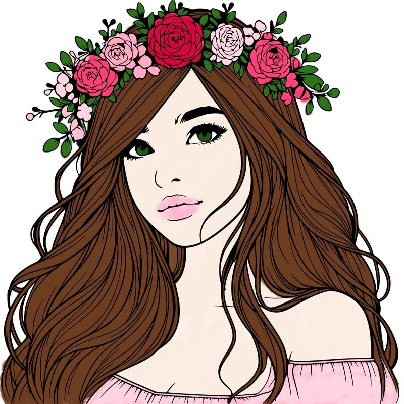 realistic girl with flower crown