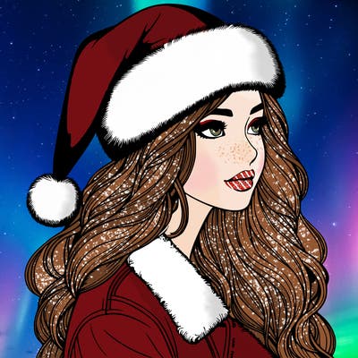 realistic girl in santa hat