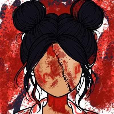 realistic girl with buns on the top of her hair