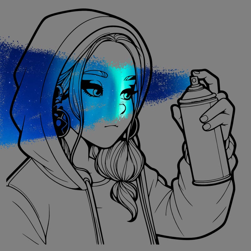 a realistic girl, spray painting