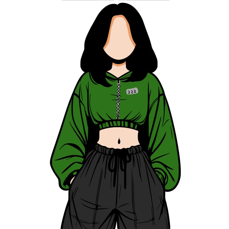 realistic girl faceless with baggy pants and a crop top