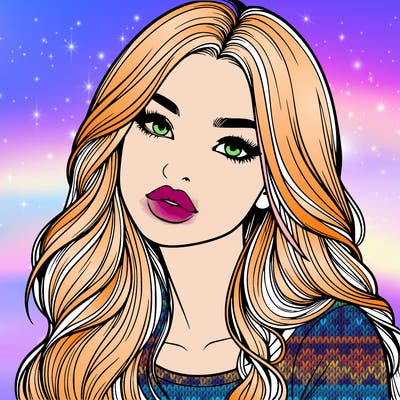 realistic girl with hair on her hair and lips