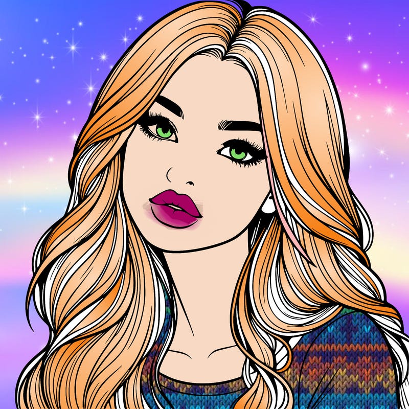 realistic girl with hair on her hair and lips