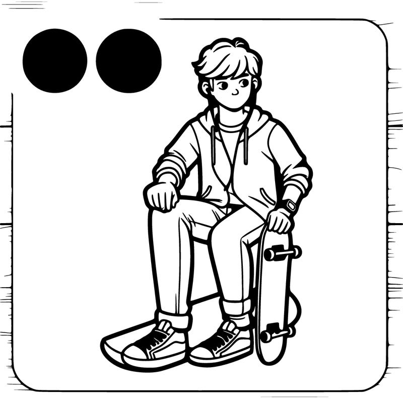 teen guy with skateboard