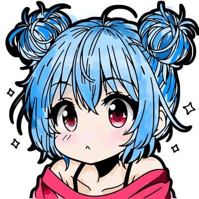 a manga girl with messy small buns
