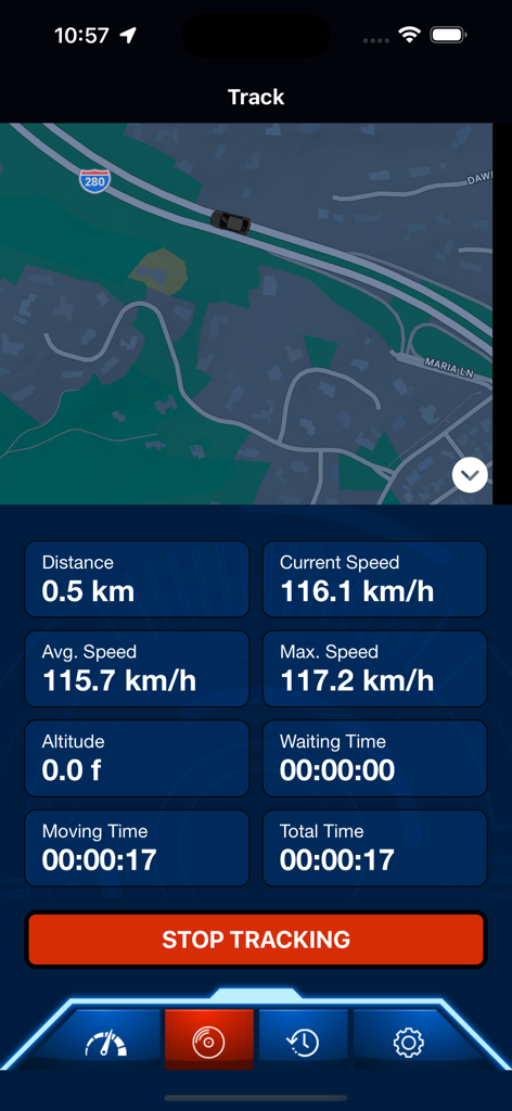 GPS Speed Tracker: Speedometer - GPS Speedometer app interface showing real-time speed and trip statistics on a map