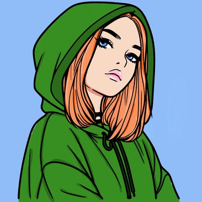 a realistic girl in a hoodie