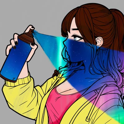 a realistic girl spray, painting