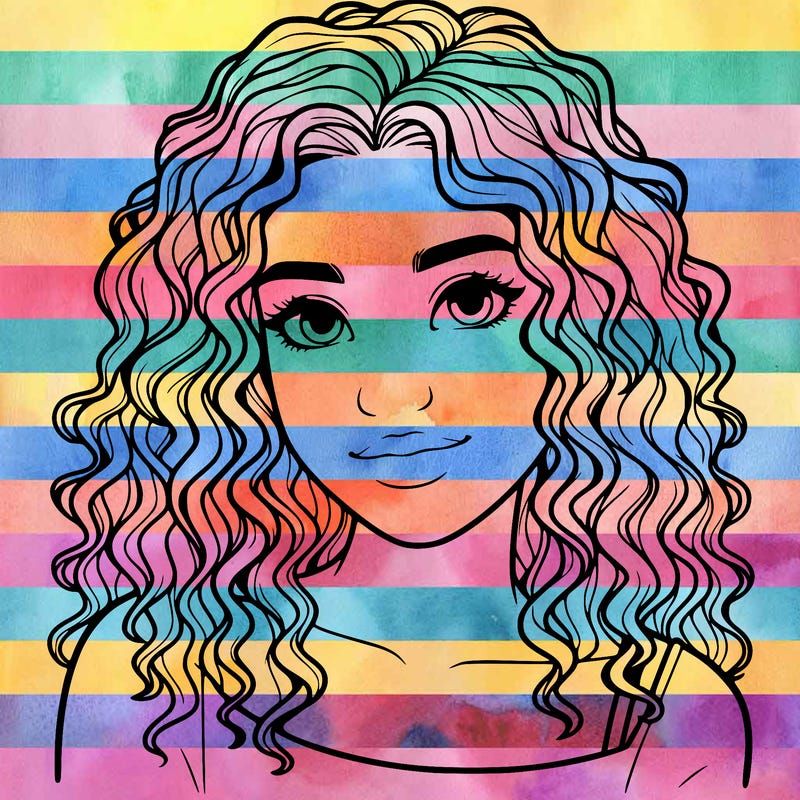 realistic, teenage girl with curly hair