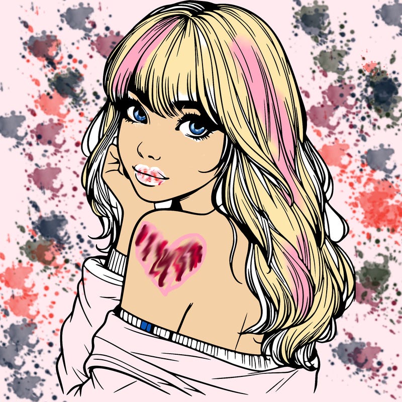 realistic girl with bangs looking over her shoulder