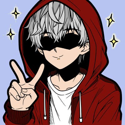 teenage manga boy in a hoodie, doing ✌