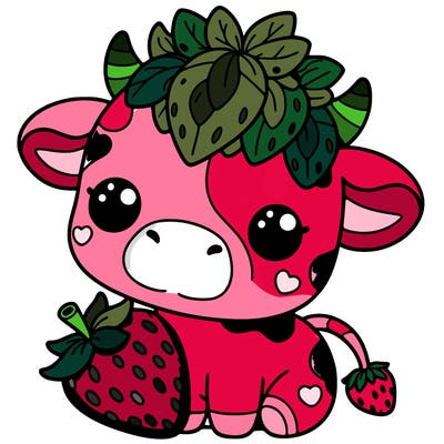 cute strawberry cow