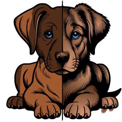 realistic dog split picture