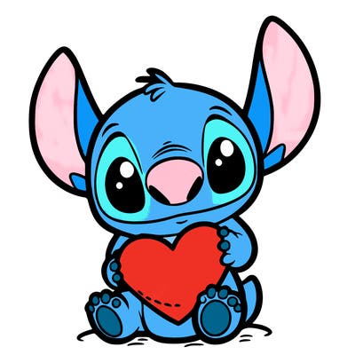 stich holding a heart
