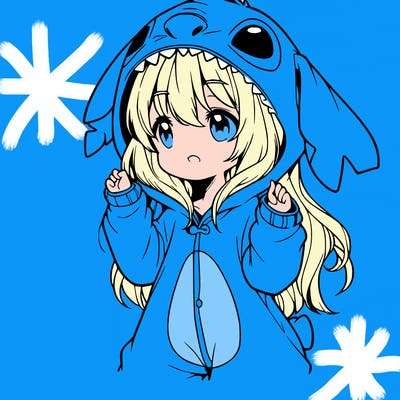 anime girl in a stitch onsie