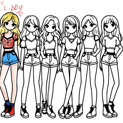 a group of girls wearing crop tops and shorts