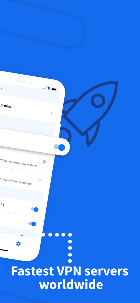 uVPN: Super Fast Secure VPN - Interface de l'application uVPN présentant les serveurs VPN les plus rapides au monde avec une icône de fusée.