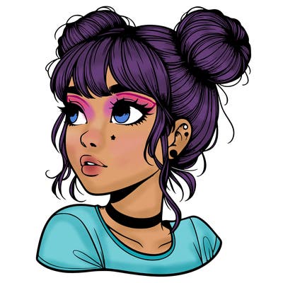 realistic girl with spacebuns