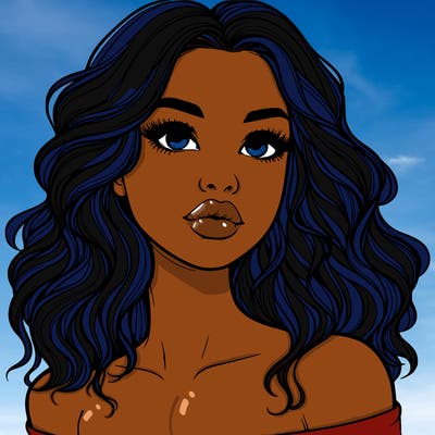realistic girl with wavy hair and lips